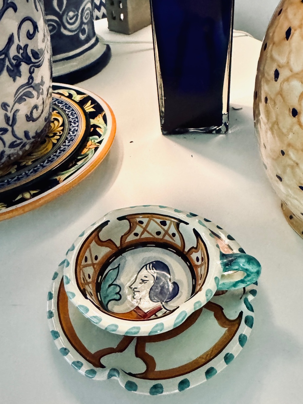 vintage majolica
MAJOLICA Ceramic Vintage ~ Demitasse Cup and Saucer